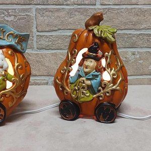 Vintage Pumpkin Train Light Set Cracker Barrel Halloween New Old Stock